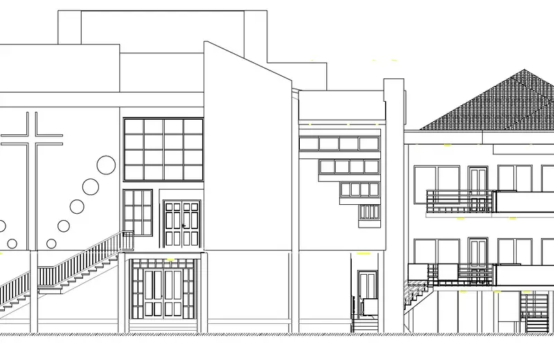 Planche d’architecte de la façade principale