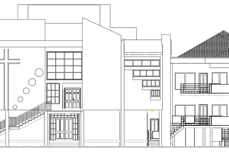 Planche d’architecte de la façade principale