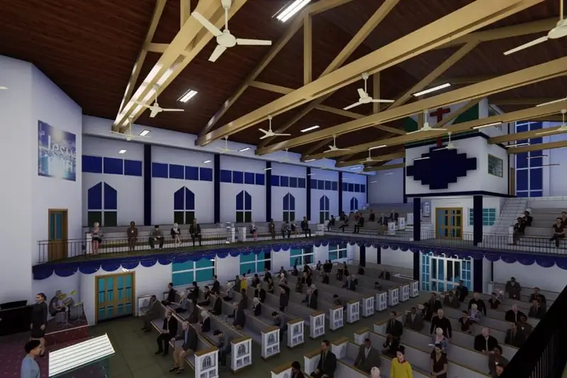Vue de conception de la mezzanine et de ses gradins