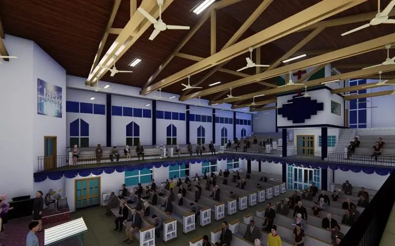 Vue de conception de la mezzanine et de ses gradins