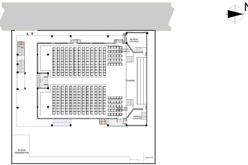 Plan du rez-de-chaussée du futur temple